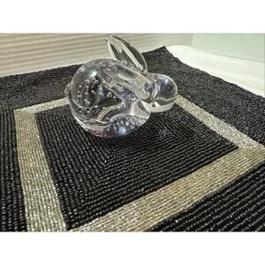 Bunny Rabbit Hand Blown Bullicante Glass Leonard Silver MFG Co, Paper Weight